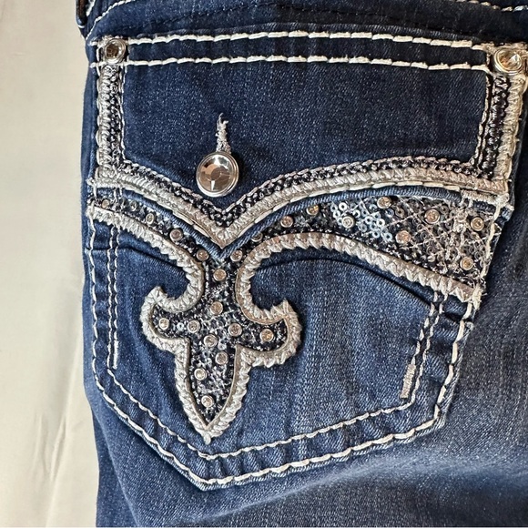 ROCK REVIVAL Women’s Size 36 Denim Jeans Easy Boot Fit Zeni Style Embellished - Picture 9 of 16